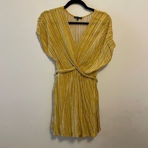 Yellow wrap dress with sleeves